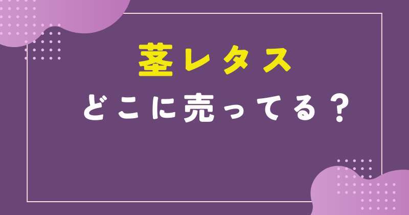 茎レタス 売ってる場所